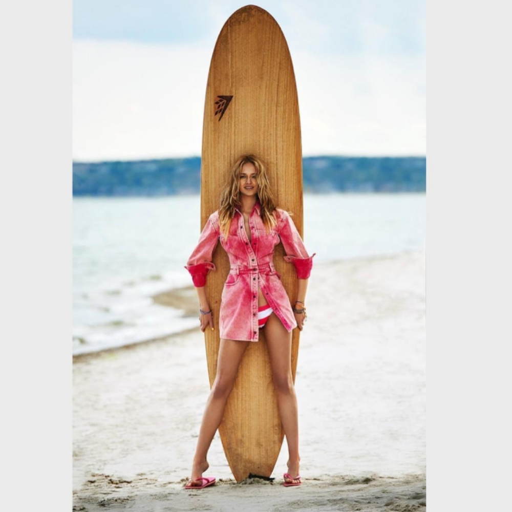 Roberto Cavalli Pink Acid Washed Denim Western Style Long Sleeve Mini Dress - Picture 4 of 13